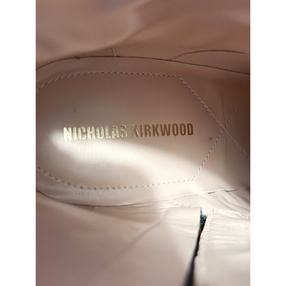 Nicholas Kirkwood Annabel Black Leather Pearl Platform Boots 38 - Picture 5 of 11